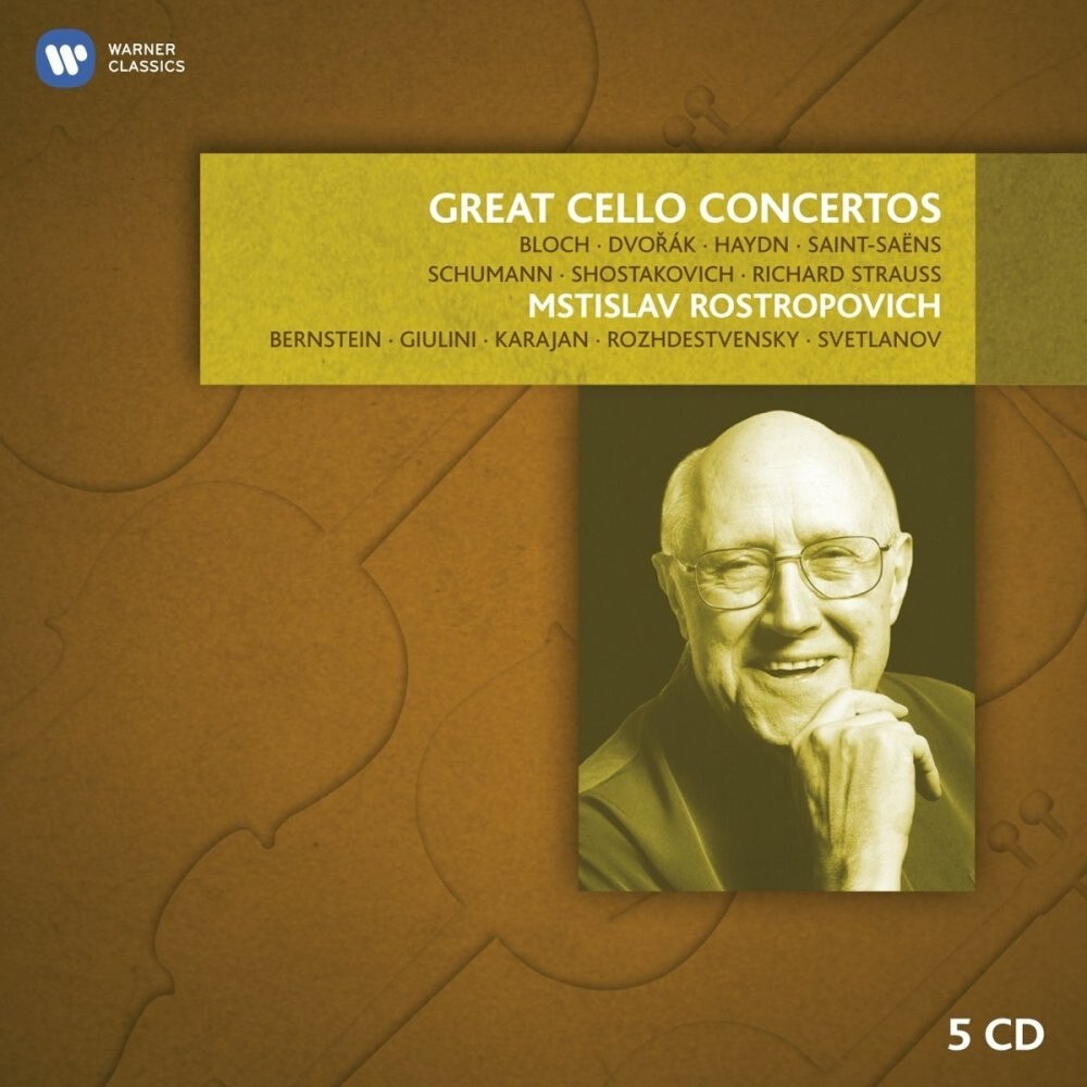 Mstislav Rostropovich-Bernstein-Giulini-Karajan-Rozhdestvensky-Svetlanov - Great Cello Concertos:Bloch-Dvorak-Haydn-Saint-Saens-Schumann-Shostakovich-R.Strauss (5CD)