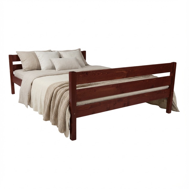 Pat matrimonial Transilvan, Sally, Lemn Masiv, Model 3/3, 140x200 cm, Cires