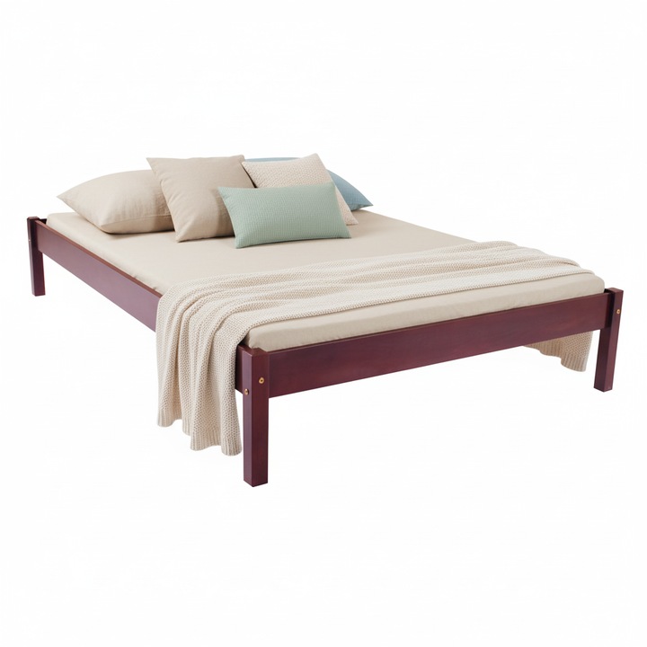 Pat matrimonial Transilvan, Sally, Lemn Masiv, Model 1/1, 140x200 cm, Cires