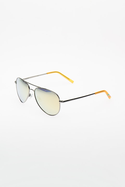 Polaroid, Поляризирани слънчеви очила стил Aviator с огледални стъкла, Тъмносив