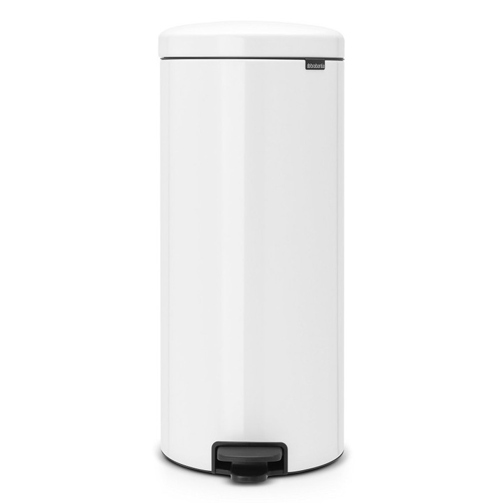 Кош с педал Brabantia NewIcon, Леко затваряне, 30 L, Бял