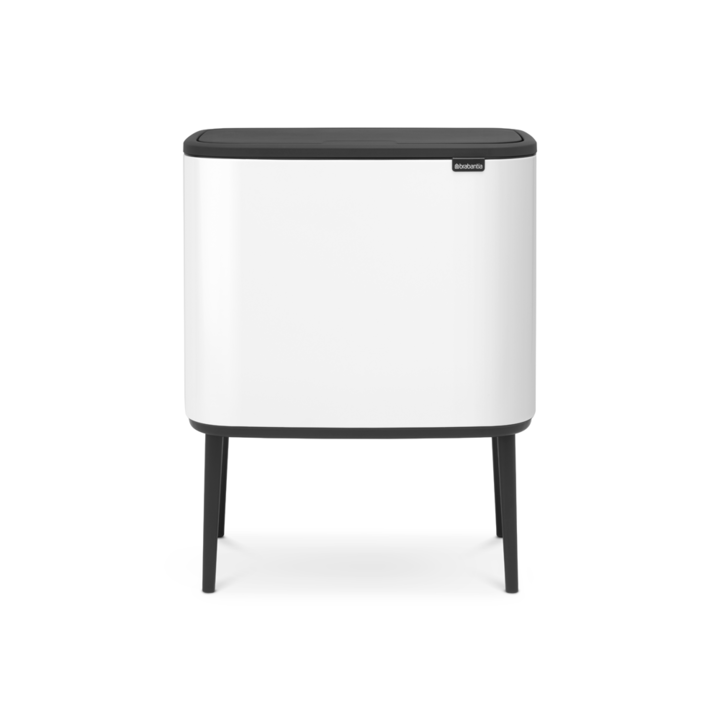Cos de gunoi Brabantia Bo Touch 651118, 3x11 l, Deschidere lina si silentioasa, Deschidere mare, Alb/Gri inchis