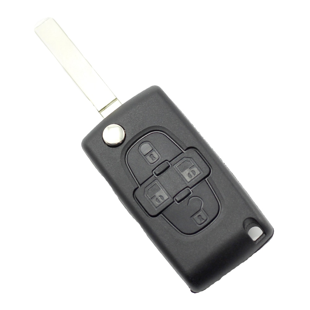 Carcasa cheie Peugeot tip briceag CC200, 4 butoane, fara suport baterie, model HU83-SH4