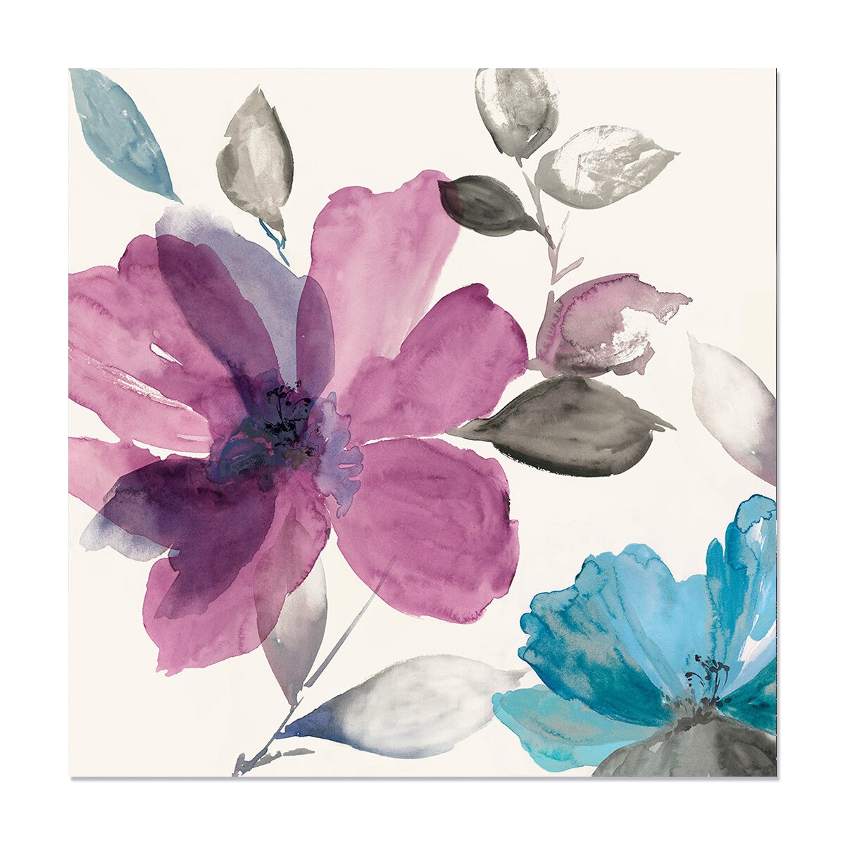 Tablou Canvas - Watercolor Flowers, 100 x 100 cm