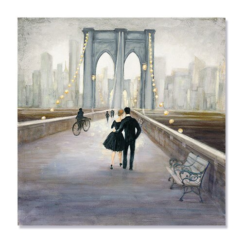 Tablou Canvas - Cuplu, Iubire, Pod, Banca, New York, 100 x 100 cm