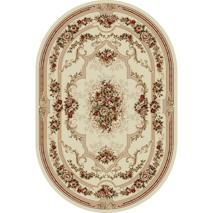 Delta Carpet, Lotos 574, Klasszikus szőnyeg, Ovális, 150 x 230 cm, 1800 g / m2, Krém / Bézs