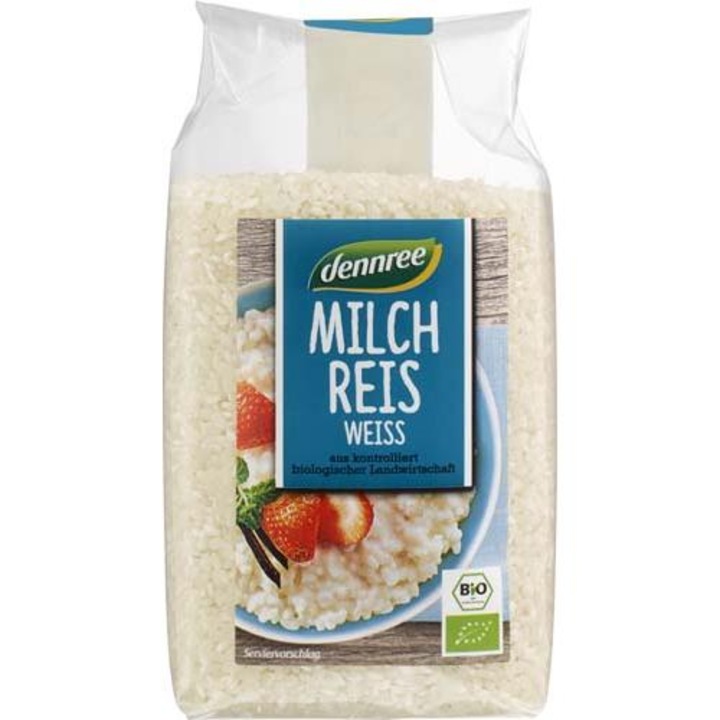 Orez alb pentru lapte bio, 500g, Dennree