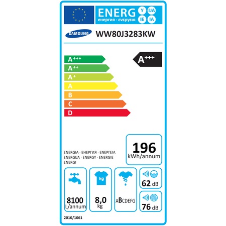 Masina de spalat rufe Samsung WW80J3283KW/LE, 8 kg, 1200 RPM, Clasa A+++, Alb