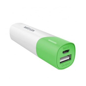 Acumulator Extern Power Bank Astrum PB260 V2 2600mAh, Usb 1A, Alb/Verde Acumulator Extern Power Bank Astrum PB260 V2 2600mAh, Usb 1A, Alb/Verde