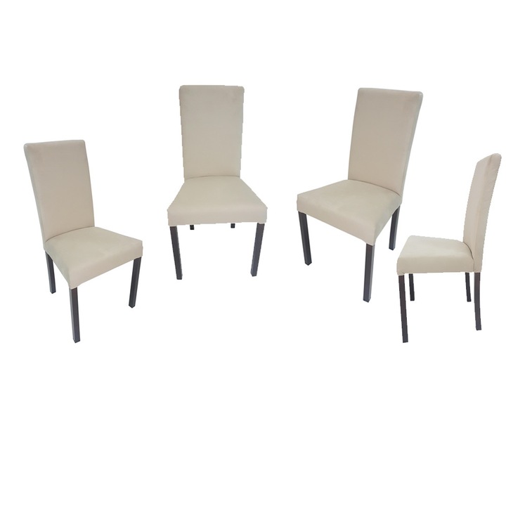 Set 4 Scaune dining Ana stofa crem cu structura screp rame