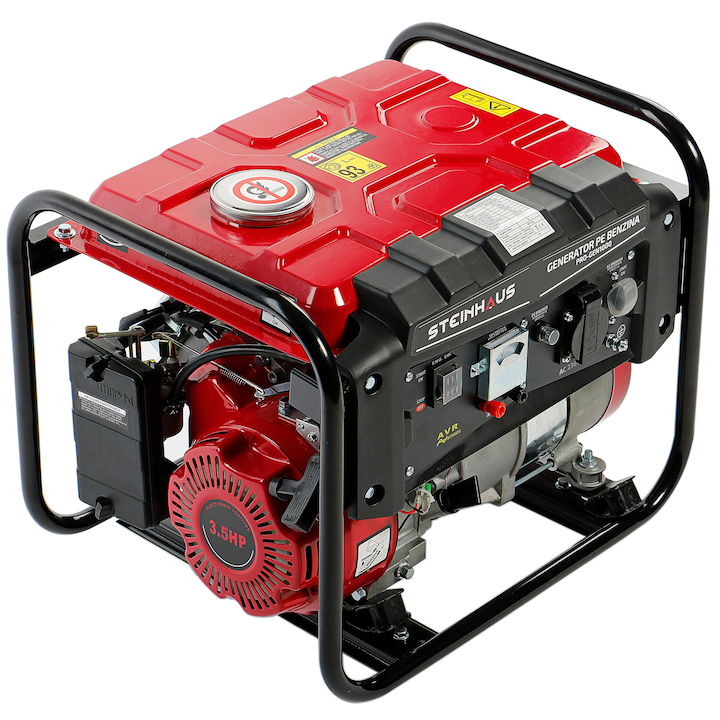 Generator curent electric Steinhaus PRO-GEN1000, 1000 W cu stabilizator de tensiune, Benzina, Autonomie 9 h