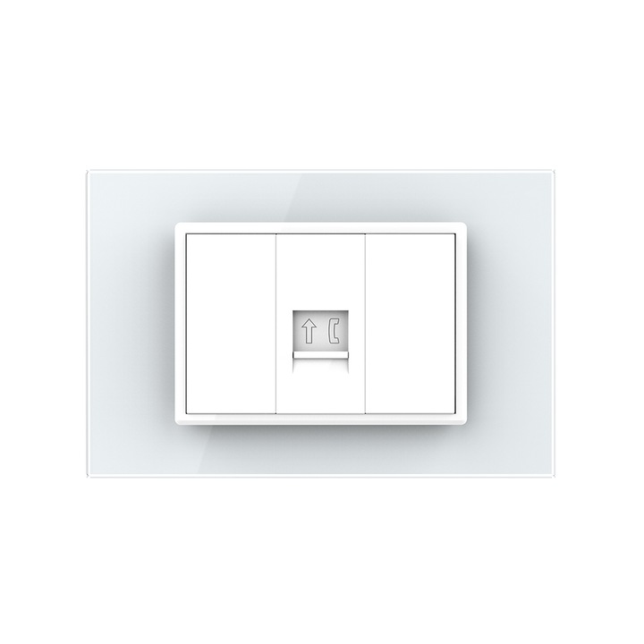 Priza Telefon Livolo cu rama din sticla - standard italian, Alb