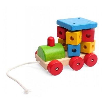 Jucarie de tras, Pino, Locomotiva mare, din lemn de arbore de cauciuc Jucarie de tras, Pino, Locomotiva mare, din lemn de arbore de cauciuc