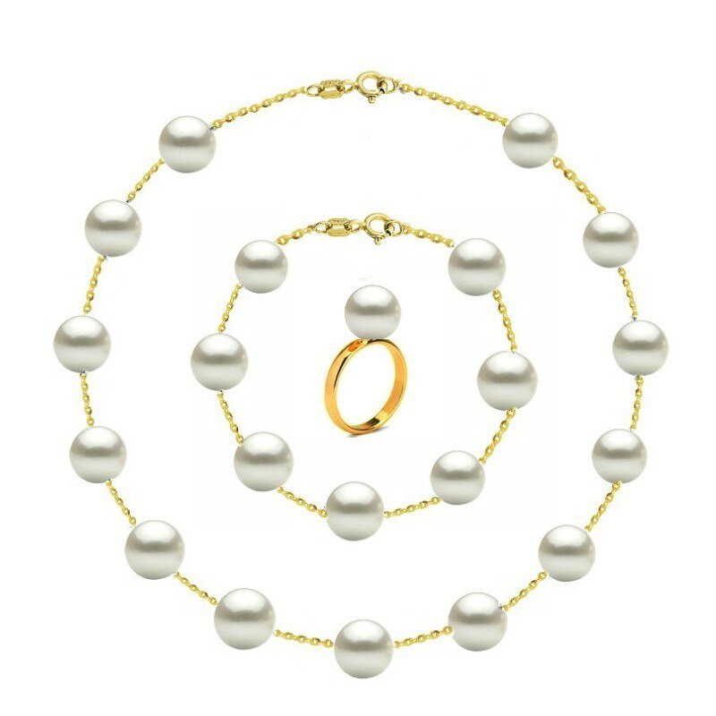 Set Office din Aur de 14 k cu Perle Naturale Premium