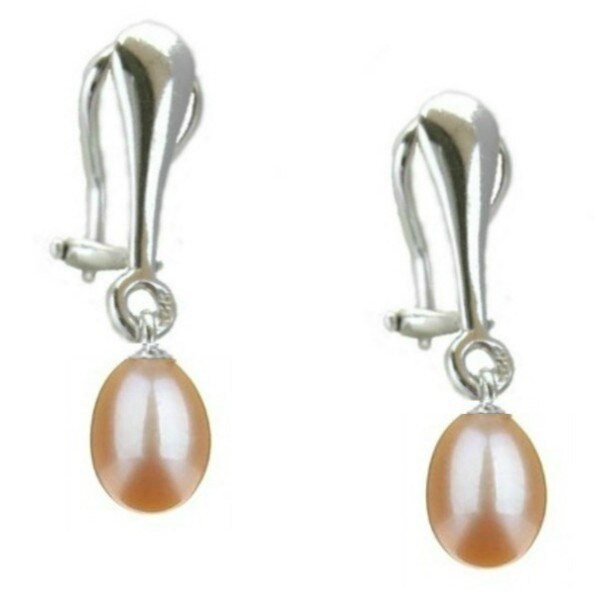 Cercei Argint Clips cu Perle Naturale Teardrops Crem