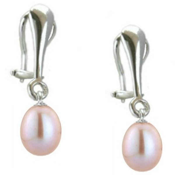 Cercei Argint Clips cu Perle Naturale Teardrops Lavanda