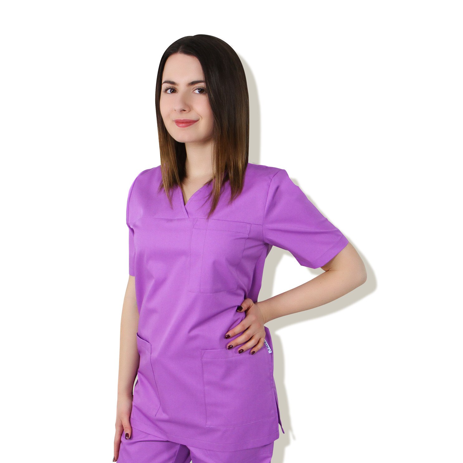 Bluza, PRIMA, UNISEX, maneca scurta, anchior V, 3 buzunare, XL, Lila