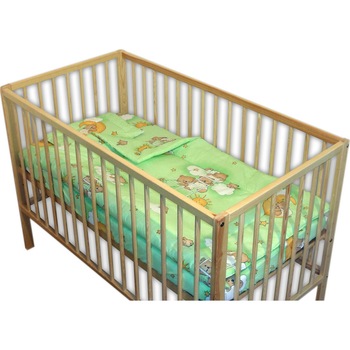 Lenjerie patut bebe 3 piese ursuletul somnoros verde Lenjerie patut bebe 3 piese ursuletul somnoros verde