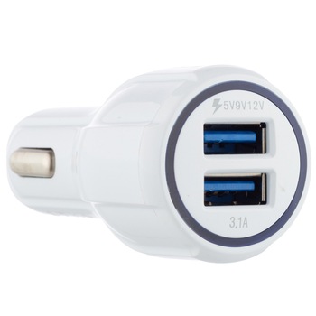 Incarcator auto pentru Android, Qualcomm 2.0, Fast Charge 5V / 9V / 12V, 2 USB, DC-681, Alb Incarcator auto pentru Android, Qualcomm 2.0, Fast Charge 5V / 9V / 12V, 2 USB, DC-681, Alb