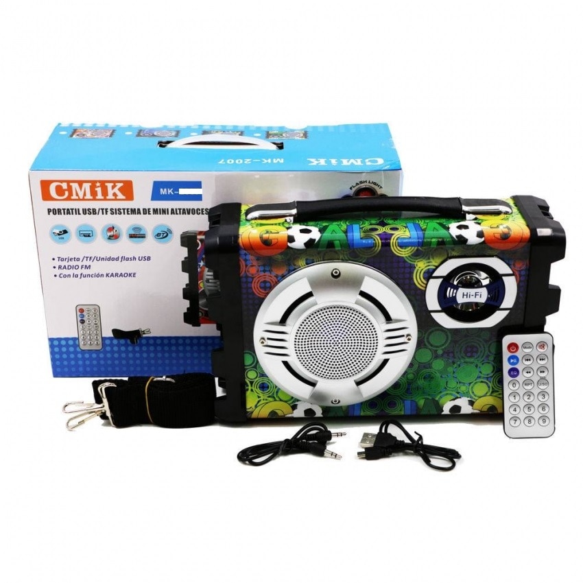 Boxa portabila Cmik, Aspect Fibra de Carbon , Conectivitate Bluetooth ,Port USB , TF Card , Intrare Chitara, Intrare Microfon