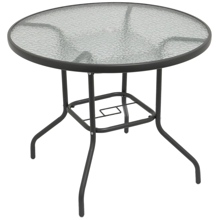 Маса за балкон/тераса Kring Bruxelles, Кръгла, 90 x 70 cм, Сив