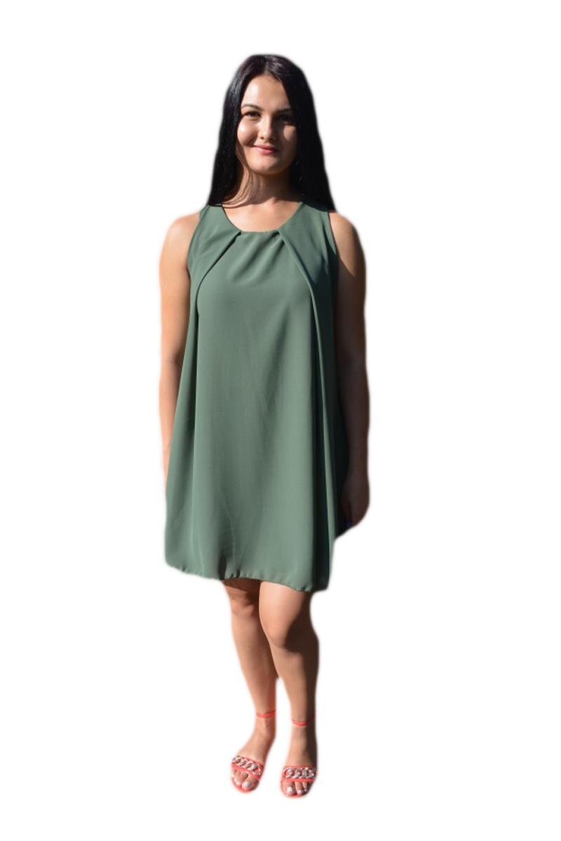 Rochie fashion de vara din material vaporos , D&J Exclusive, Verde inchis