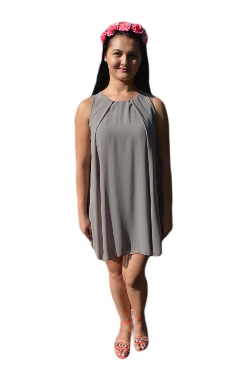 Rochie fashion de vara din material vaporos , D&J Exclusive, Gri inchis