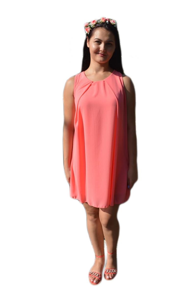 Rochie fashion de vara din material vaporos , D&J Exclusive, Corai