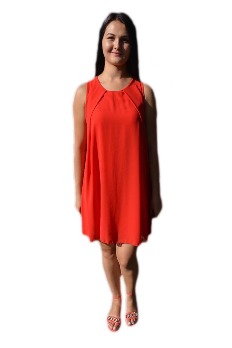 Rochie fashion de vara din material vaporos , D&J Exclusive, Rosu