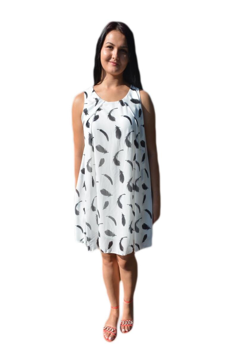 Rochie fashion de vara din material vaporos , D&J Exclusive, Alb/Negru