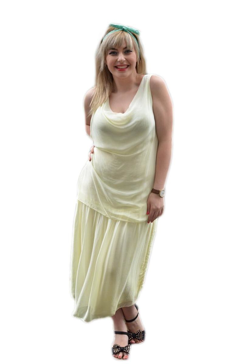 Rochie rafinata croi lejer si decolteu adanc, D&J Exclusive, Galben