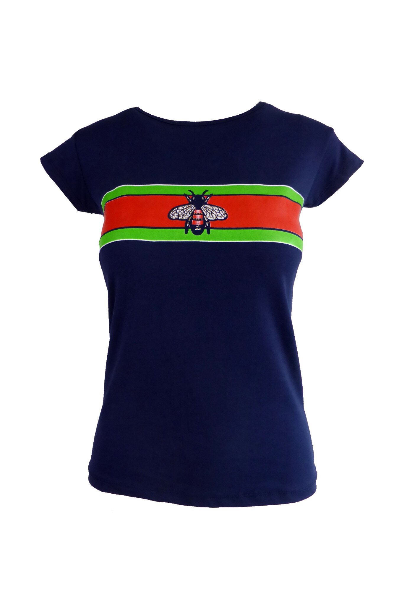 Tricou - UNIVERS FASHION - albastru, imprimeu albina cu stras - S-M