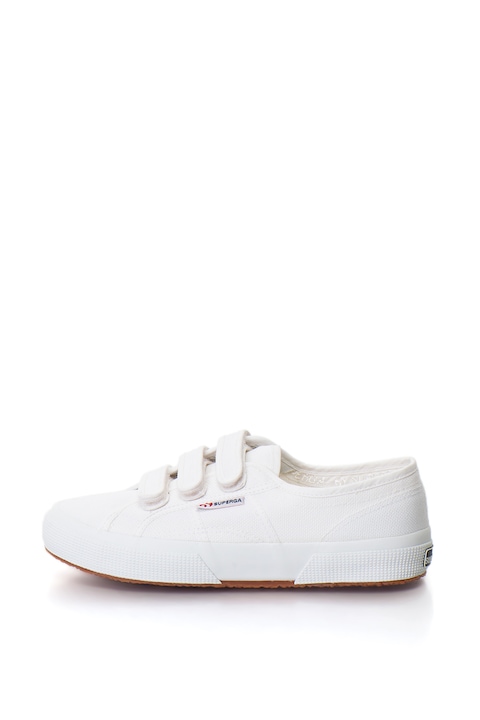 Superga, Tenisi din panza cu banda velcro, Alb, 38