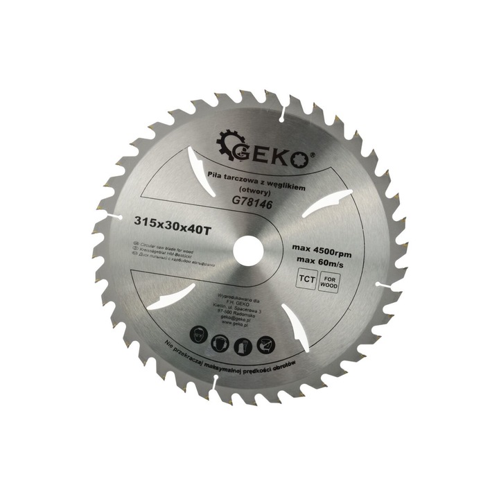 Disc circular pentru motocoasa, Geko, 315x30x40T, G78146