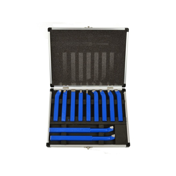 11 db esztergaszerszám készlet 12x12 mm, Geko, G01242, alumínium ház