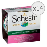 Hrana umeda pentru pisici Schesir Pui file si Sunca, 14x85g
