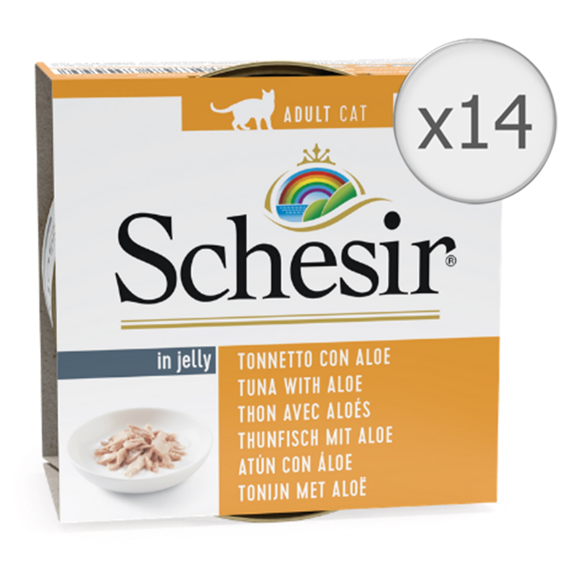 Hrana umeda pentru pisici Schesir Ton si Aloe, 14x85g