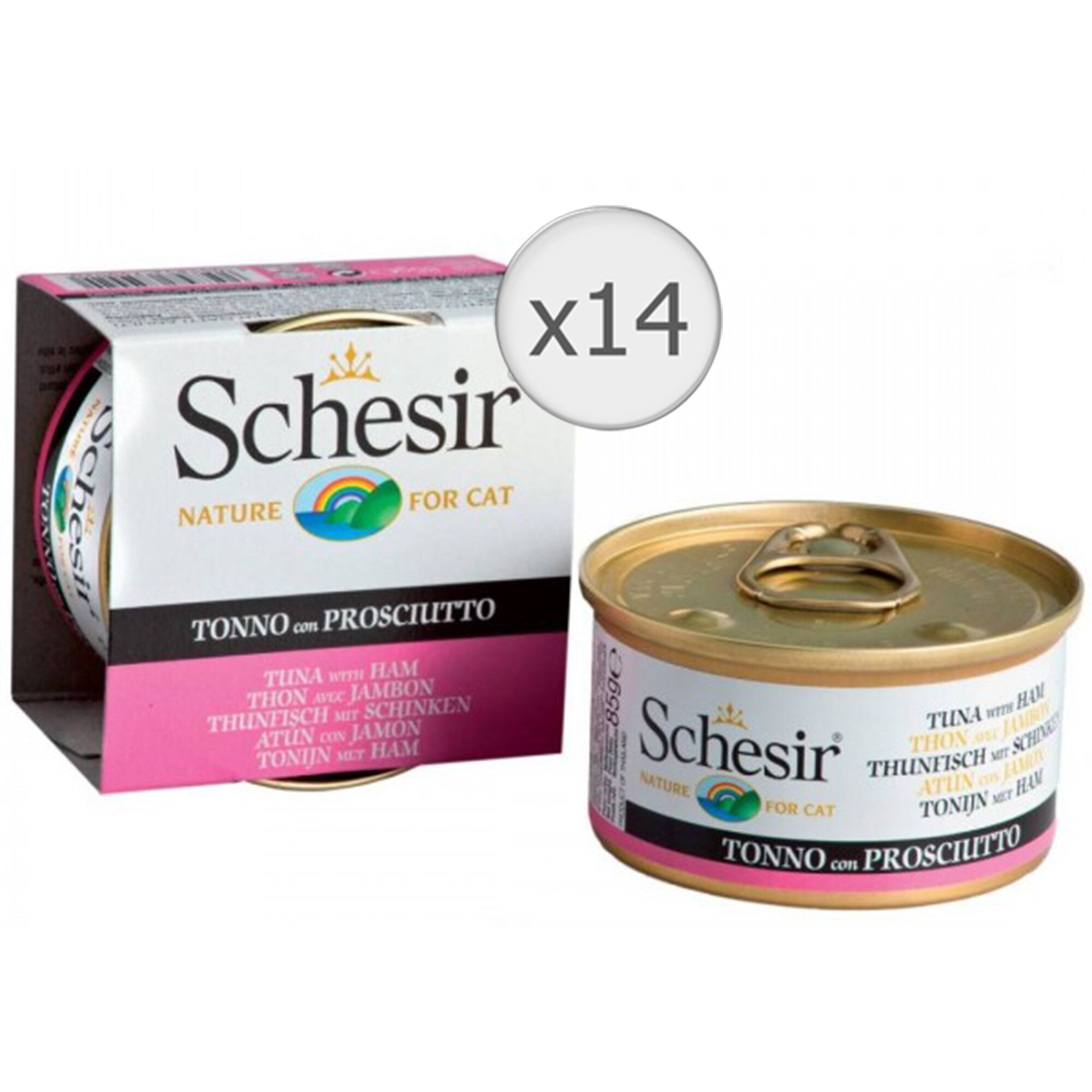 Hrana umeda pentru pisici Schesir Ton si Sunca, 14x85g