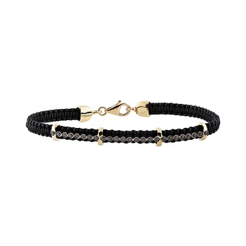 Bratara Snur Negru Leo Marcus Aur 18k Diamante Negre, Ajustabila 16-18 B33983-BDY Bratara Snur Negru Leo Marcus Aur 18k Diamante Negre, Ajustabila 16-18 B33983-BDY