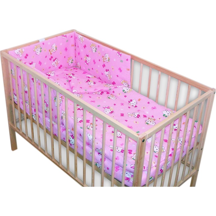 Lenjerie patut bebe cu 4 piese pisicuta