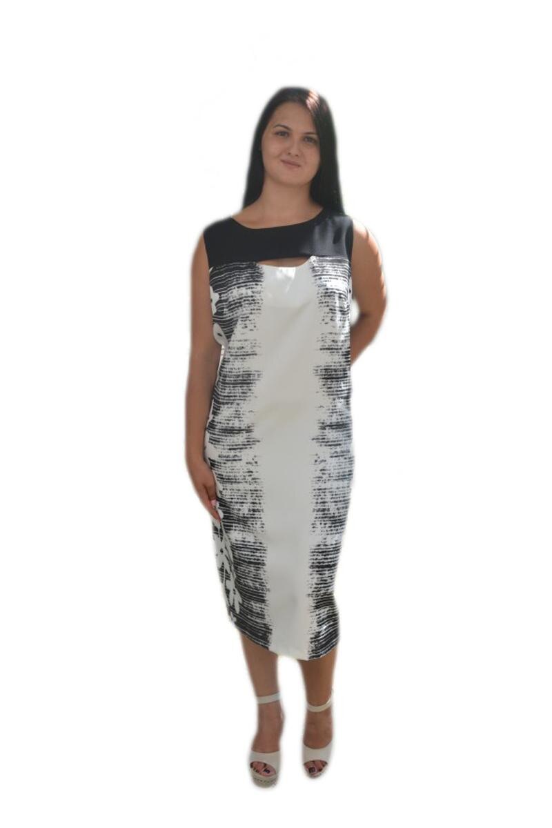 Rochie dreapta fara maneca, D&J Exclusive, Alb/Negru