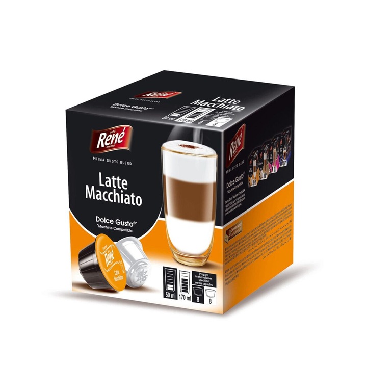 Café René Latte Macchiato - Dolce Gusto kompatibilis kávékapszula 16 db