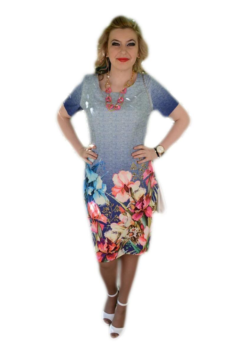 Rochie cu croi simplu si imprimeu floral, D&J Exclusive, Multicolor