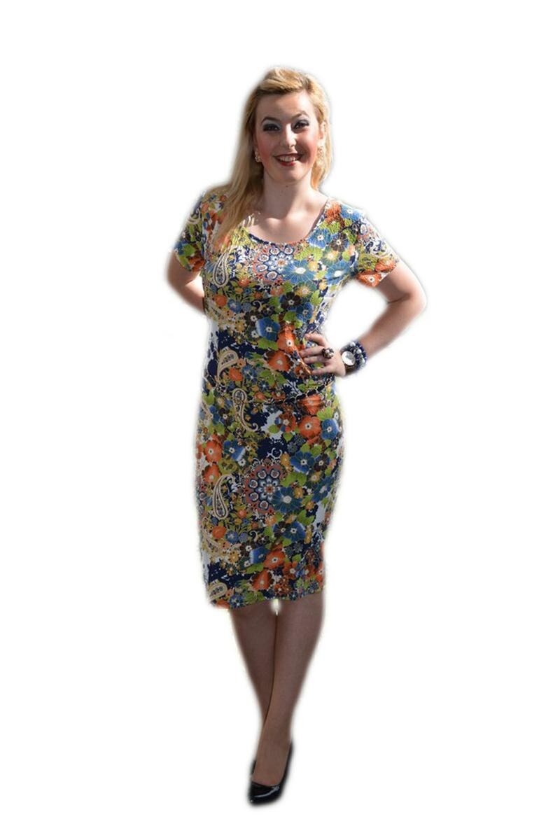 Rochie lejera de zi, cu design floral, D&J Exclusive, Multicolor