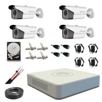 Kit supraveghere video Hikvision profesional 4 camere rezolutie 1920x1080 IR 40 M lentila 2.8 wide-angle + HDD 1 TB inclus Kit supraveghere video Hikvision profesional 4 camere rezolutie 1920x1080 IR 40 M lentila 2.8 wide-angle + HDD 1 TB inclus