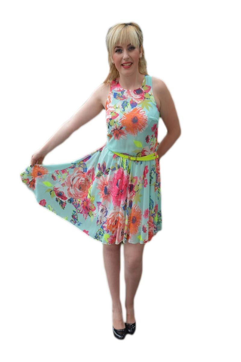 Rochie moderna, subtire, cu lungime asimetrica, D&J Exclusive, Multicolor