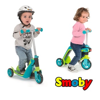 Trotineta Smoby cu 2 functii, DOLU, Verde/Turcoaz Trotineta Smoby cu 2 functii, DOLU, Verde/Turcoaz