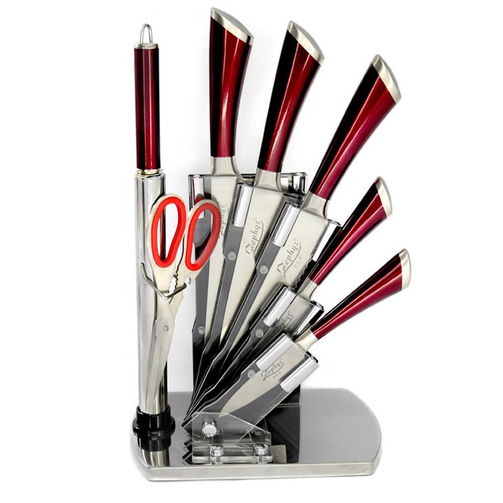 Set cutite de bucatarie si accesorii ZEPHYR ZP 1633 P7AS, 8 piese, Ascutitor, Foarfece