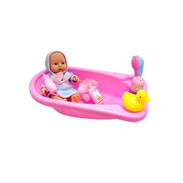 Papusa Unikatoy Bebelus cu cada si accesorii de ingrijire 25cm