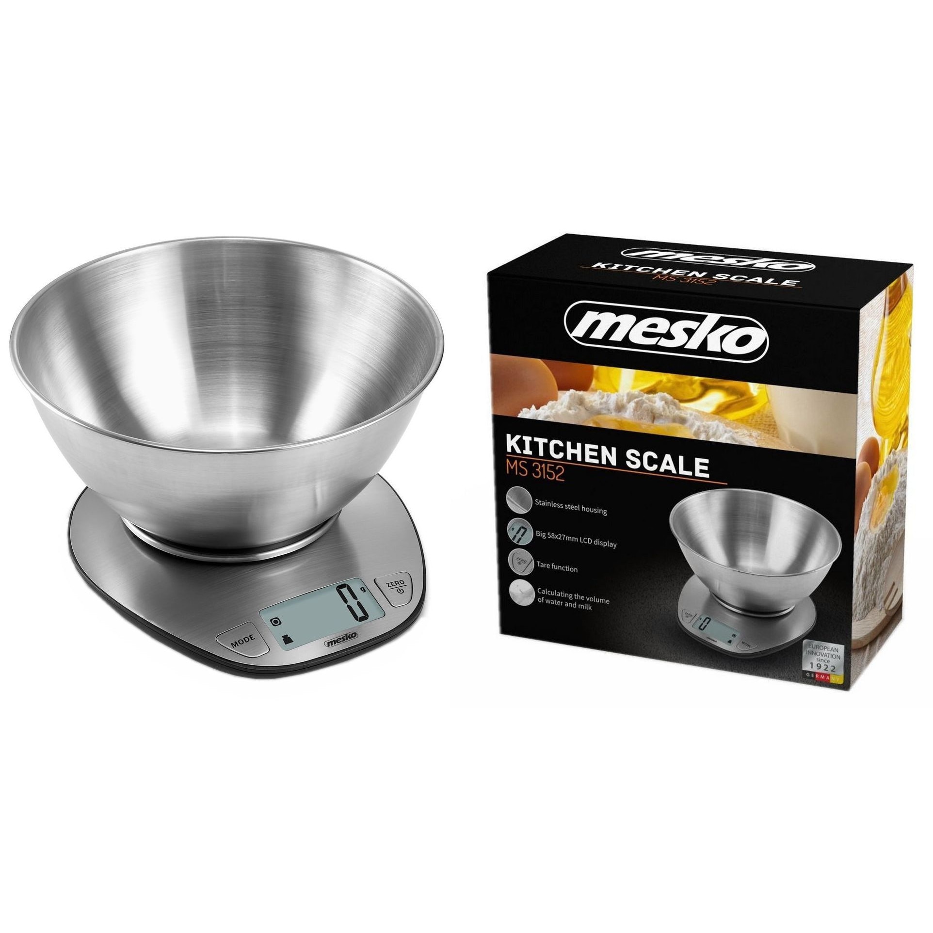 Cantar de bucatarie, Mesko MS3152, 5 Kg, Inox, Argintiu